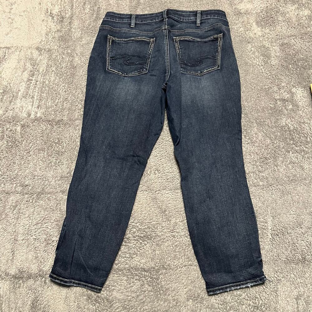 Silver Jeans Womens 18 Avery Skinny Crop Distressed Blue Denim Pants - Picture 3 of 11